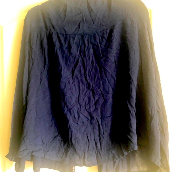 Embroidered Top NWOT Boho Coin Detail Navy Blue Size L Beautiful Fabric Feminine - Picture 6 of 9